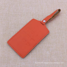 Supply Real Leather Orange Luggage Tag with Custom Color